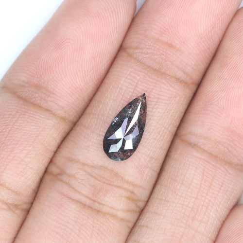 Diamante natural suelto en forma de pera 0,88 quilates 10,70 mm sal y pimienta diamante LQ2316 - Imagen 3 de 8