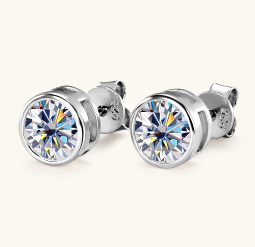 D/VVS1 1/2/4 CT Moissanite Solitaire 925 Stud Earrings White/Yellow Gold Plated - Picture 29 of 30