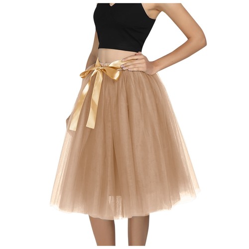 Womens Tutu Skirts A Line Tulle Dress Knee Length Adult Skirt Layered Short Prom - Picture 9 of 54