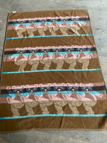 Vintage Biederlack Dancing Bears Fleece Baby Blanket 58" x 70" Greatful Dead Fun - Picture 2 of 7