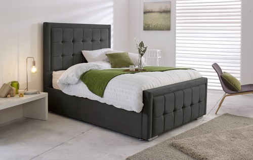 Timber Plush Velvet Upholstery Bespoke Ellie Bed Frame Lift Up Ottoman Divan Bed - Picture 10 of 13