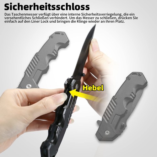 Navaja de Bolsillo Cuchillo Táctico Plegable con Hoja de Acero Inoxidable 7inch - Picture 4 of 8