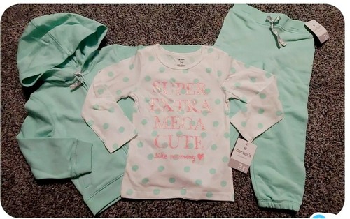 Size 3T, NWT Carter’s Toddler Girl Hoodie, T-shirt,Pants Outfit Mega Cute - Picture 9 of 9
