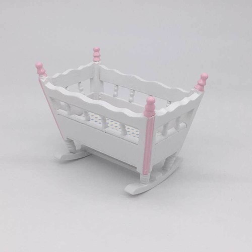 Wooden Doll House Furniture Miniature Cradle Model Diy Crafts Ornament - 第 6/12 張圖片