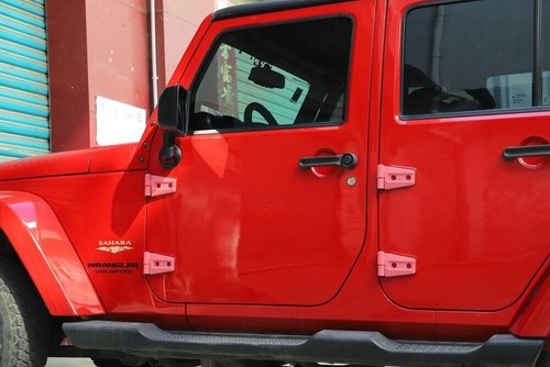 Pink for 4Doors Hinge Overlay Panel Deocr Trim For Jeep Wrangler JK JKU 2007-17 - Picture 4 of 11