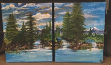 “Sweet Water” Hand-Painted Waterfall Springs Painting by lighthouse_art_worx