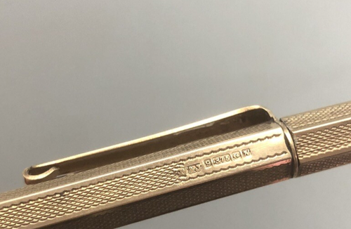 Antique 9ct Yellow Gold Propelling Pencil V&J Birmingham 1987 24.5g ABLZX - Foto 3 di 3