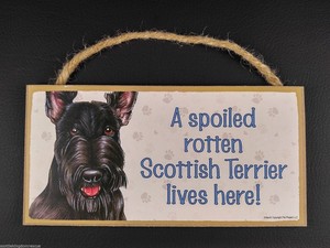 10-034-Scottie-A-SPOILED-ROTTEN-Sign-Scottish-Terrier-Scotty-Dog-Rope-Hanger-Plaque