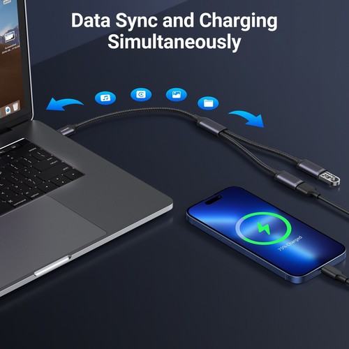 USB Splitter 2 Port, Dual USB 1 Male to 2 Female Adapter for Data Power Charging - Picture 3 of 8