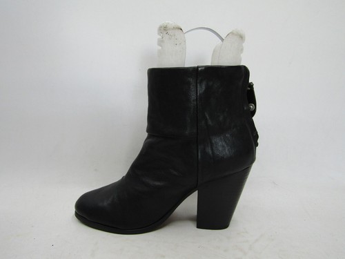 RAG & BONE Size 38.5 EUR Black Leather Zip Ankle Fashion Boots Bootie - Picture 2 of 11