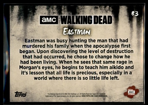 2018 Topps Walking Dead Hunters and the Hunted Orange Parallel #83 Eastman - Imagen 2 de 2