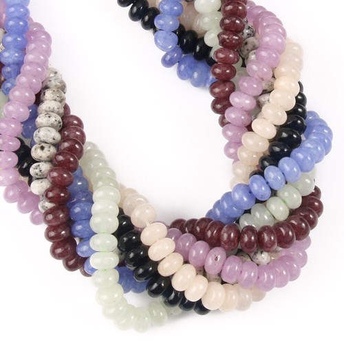 Jade Chakra Perlen Natur Lose Rondelle Stein Halskette Schmuck Fundstücke Accessoire - Bild 6 von 32