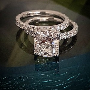 2 00 Ct Cushion Cut Pave Diamond Engagement Ring N Wedding Band H