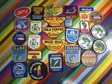 vtg 1970s 80s Fishing patch - Arbogast BASS Buster Zebco Blitz Penn Mann's +