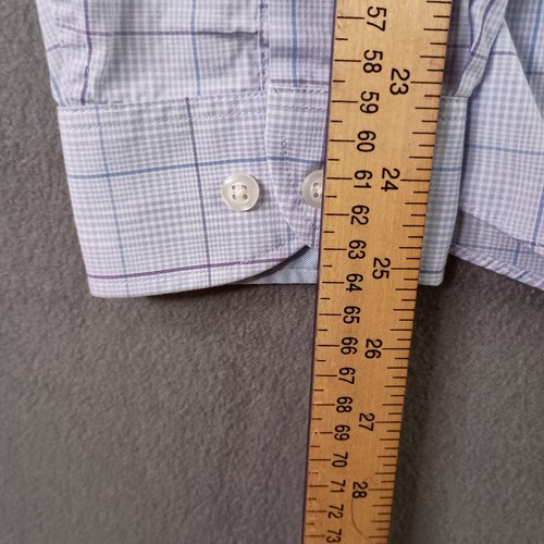 Izod Men's 16 1/2 Button Down Dress Shirt Plaid Stretch Slim Fit Long Sleeve - Picture 9 of 11