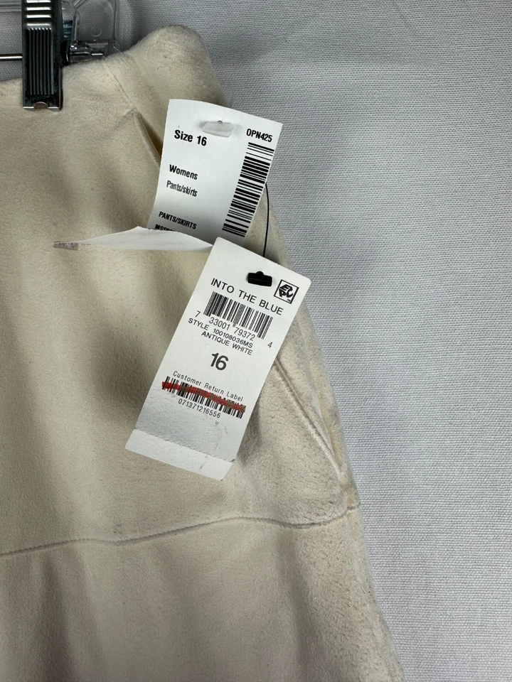 NWT $80 Alfani Skirt Womens 16 Antique White Zip Midi Skirt Flared Pockets - Image 4 of 4