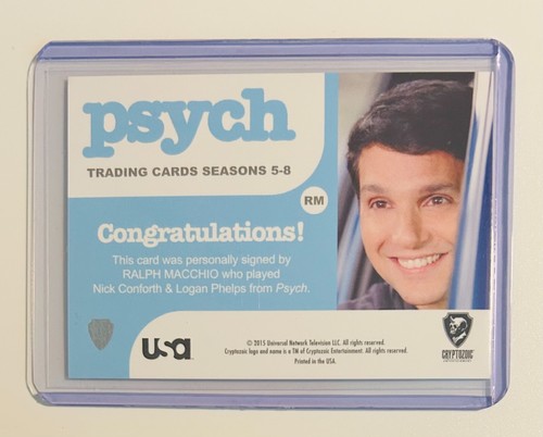 Tarjetas PSYCH Temporadas 5-8 Ralph Macchio como Nick Conforth y Logan Phelps AUTÓGRAFO - Imagen 2 de 2