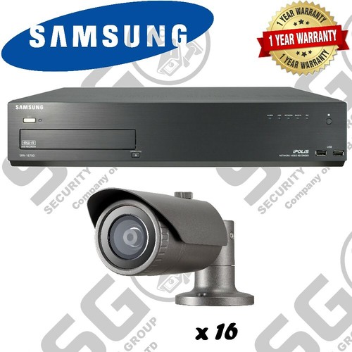 Samsung 2MP Network PoE HD 1080p 16 Bullet Camera's & 16CH NVR 4TB CCTV Package - Picture 2 of 7