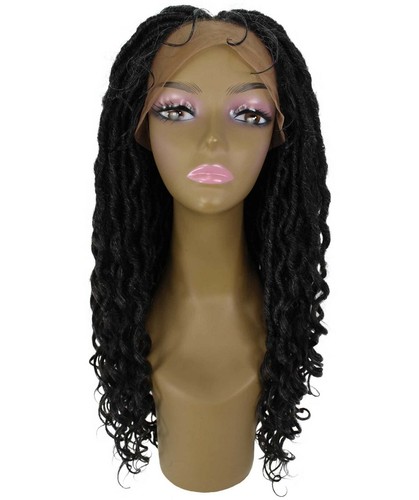 LUXLUXE Andrea 4x4 Curly Long 4X4 Hand Tied Lace Braid Salt & Pepper Grey Wig - Picture 1 of 7
