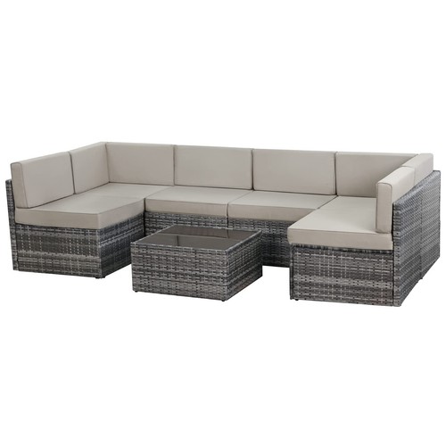 7 Pieces Patio Sofa Set PE Rattan Outdoor Furniture Sectional Conversation Sofas - Picture 33 of 72