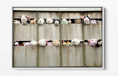 ANIMALES DE LOS MUPPETS DE BANKSY - IMPRESIÓN DE ARTE DE PARED DE LIENZO ENMARCADO EFECTO FLOTADOR PROFUNDO - Imagen 7 de 12