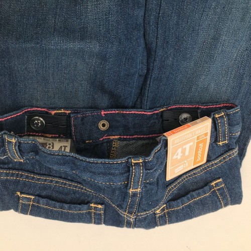 Crazy 8 Little Gils Denim Jeans Dark Wash Adjustable Waist Boot Cut Size 4 Slim - Picture 5 of 5