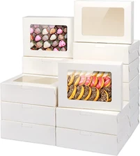 8X6X2.5In 20Pcs White Cookie Boxes with Window, Pastry Boxes for Gift Giving, Tr