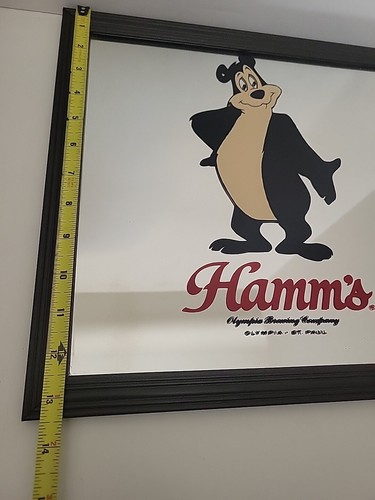 Hamms Beer Bear Mirror Sign 13.5" Square Olympia Brewing Company Advertising - Picture 17 of 24