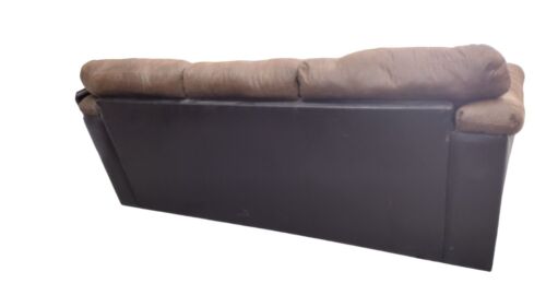 Ashley Furniture Brown Pleather Sofa 3 Seater 85" L x 37"H x 37" D w Feet - Picture 4 of 16