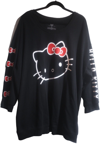 Torrid Damen Übergröße 5 5X Hello Kitty Fleecepullover Sweatshirt schwarz
