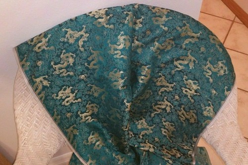 BROCADE FABRIC Emerald Gold Dragon & Floral Pattern Silk Dress Costume Décor - Picture 3 of 10