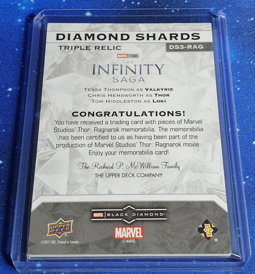 Thor, Valkyrie, Loki Marvel Black Diamond  Triple Shards Relic Card DS3-RAG - Image 2 of 4