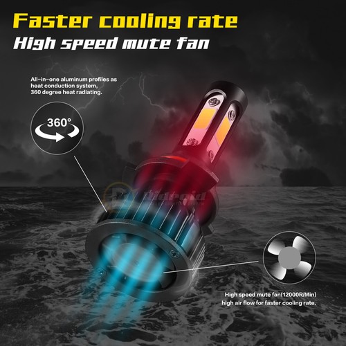 For Fiat 500 2012 - 2019 Combo 4X LED Headlight + Fog Light Lamp Bulbs Kit 6000K - Picture 7 of 20