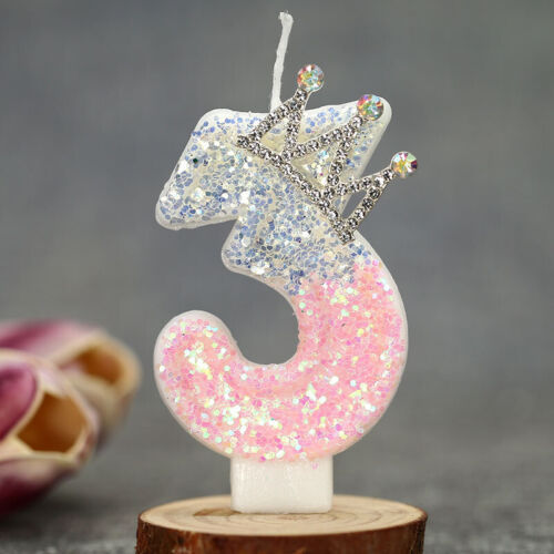 3D Number Birthday Candle Pink Glitter Unicorn Cake Decorating Party Anniversary - Picture 20 of 44