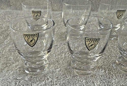 Vtg Orrefors Footed Crystal Shot Glasses With Original Label Sweden HTF Lot Of 6 - Picture 8 of 13