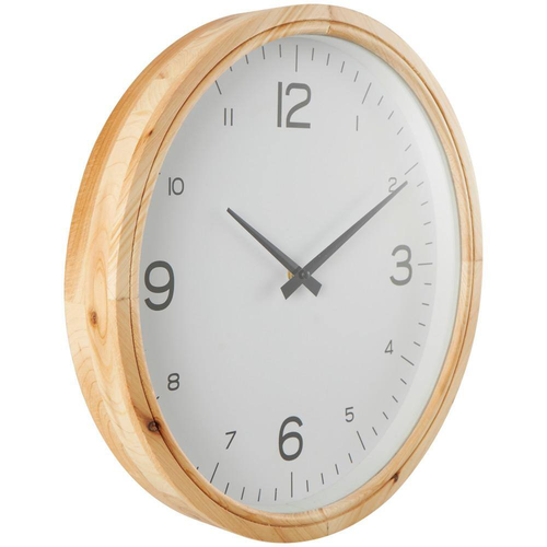 16 In. X 16 In. Light Brown Wood Wall Clock with White Backing - Picture 2 of 12
