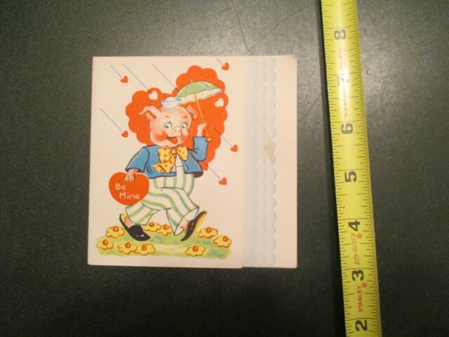 Valentine Vintage Card Pig Piglett Sterling worth