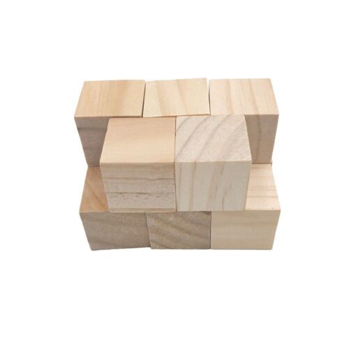 6 pièces 30 mm 1,18 pouces blocs de bois de pin naturel solide inachevé cubes de bois pour puzzle - Photo 1 sur 11