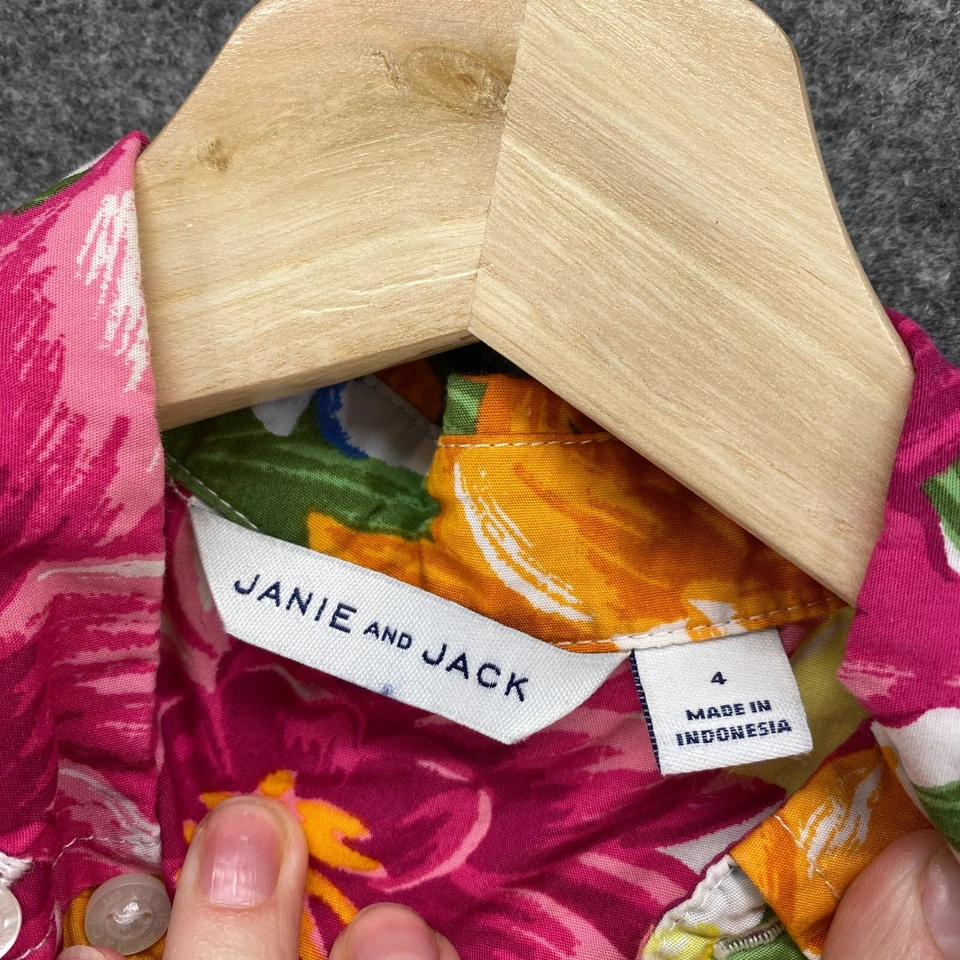 Camisa Janie And Jack Niños 4 Amarilla Floral Cuello Abotonado Manga Corta Algodón Foto 3 de 4