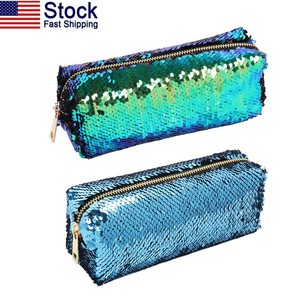 US-Reversible-Double-Color-Cosmetic-Bag-Mermaid-Sequin-Handbag-Pencil-Pouch-Gift