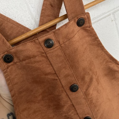 Gymboree Embroidered Brown Suede Sleeveless 2 Pockets Skirtall Dress Girls Sz 8 - Picture 4 of 11