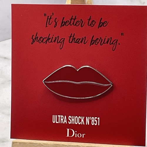 Christian Dior • Red Enamel Pin Brooch • Lips • New on card In Cellophane. - Picture 11 of 13