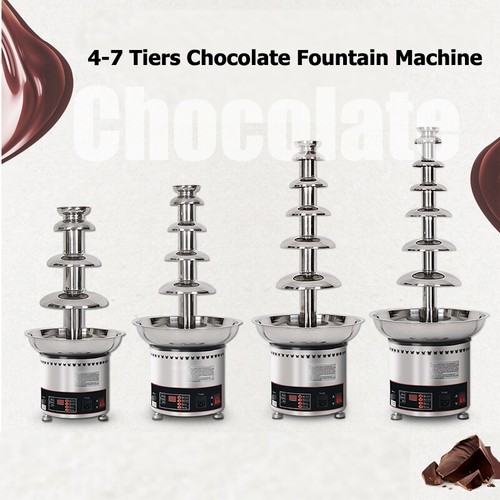 4-7 Tiers Stainless Steel Commercial Heating Chocolate Fondue Fountain Machine - Picture 1 of 18