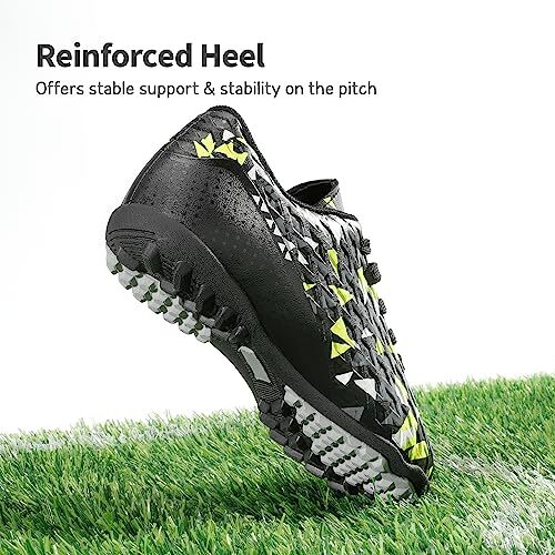 Boys Girls Turf Indoor Soccer Shoes Lace Up 1 Little Kid Black/Neon/Green - Picture 5 of 7