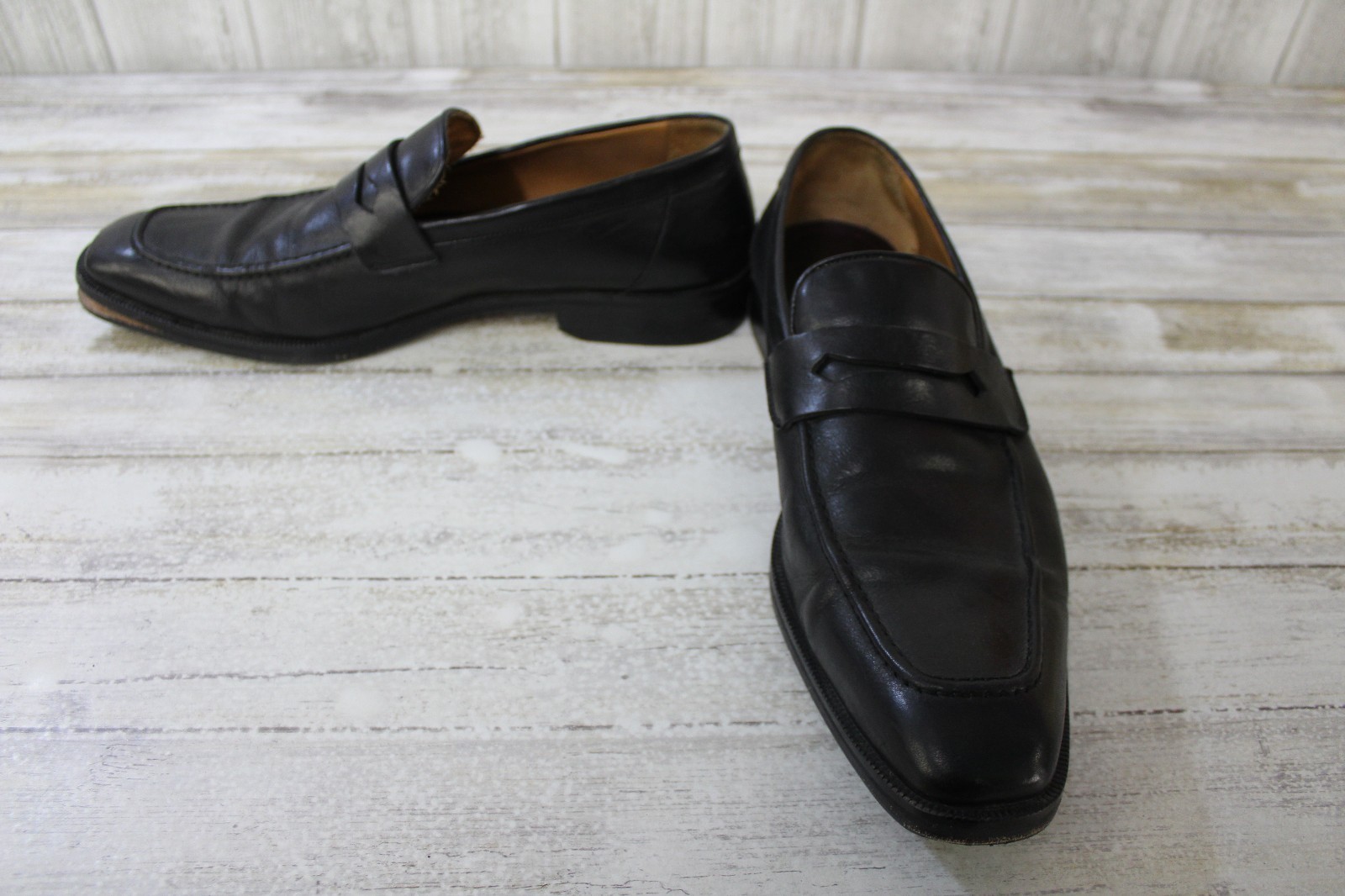 Bruno Magli arco Mocasines de piel de becerro, para hombres M, Negro (dañado) Bruno Magli arco Mocasines de piel de becerro, para hombres M, Negro (dañado)