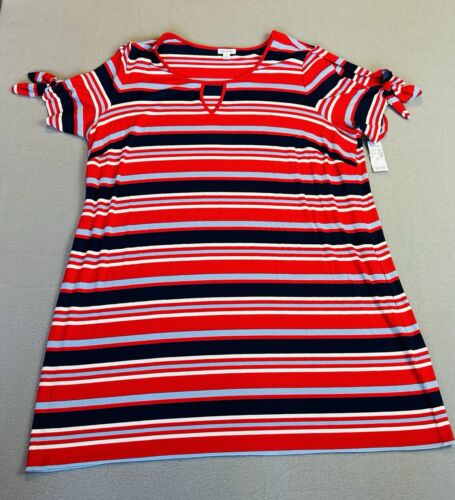 Westport Women's Short Sleeve Striped Red White Blue Dress Size XXXL NWT