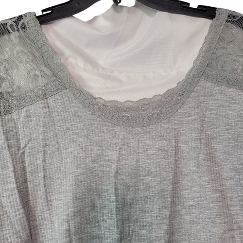 Women's Short-Sleeve Ribbed T-shirt Dress V-Neck Gray Size X-Large - Picture 3 of 10