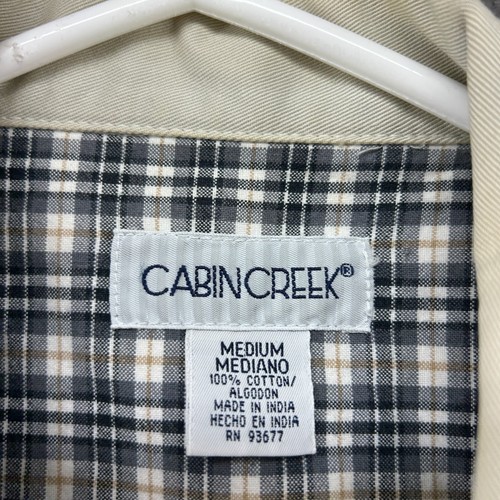 VINTAGE Cabin Creek Jacket Womens M Beige Flannel Lined Barn Chore Coat Canvas - Picture 4 of 8