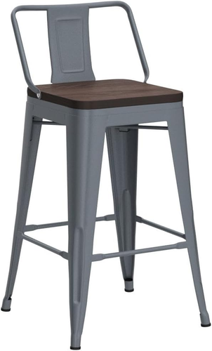 24" Swivel Bar Stools Set of 4 Counter Height Stools with Backs Wood Seat Indust - Picture 5 of 6