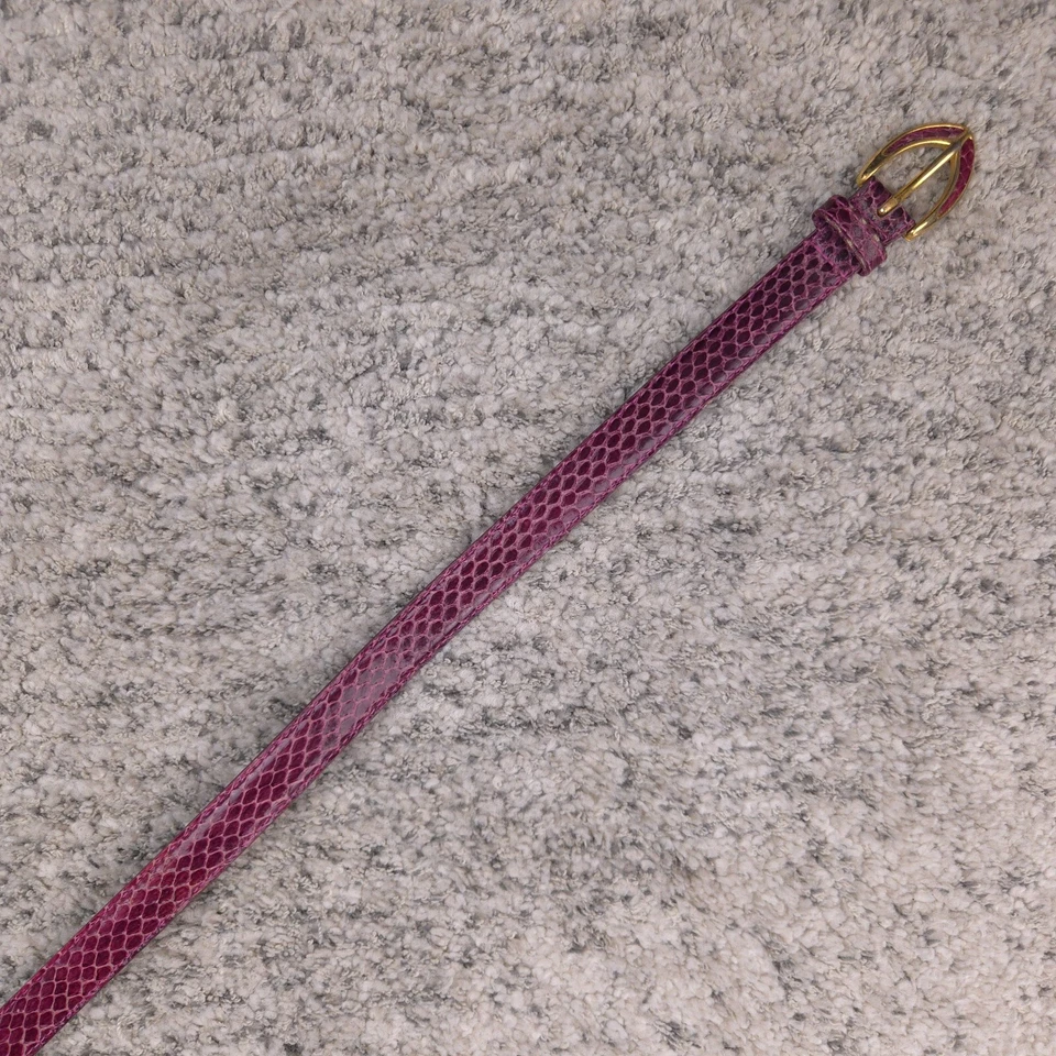 Cinturón de piel de serpiente vintage para mujer grande 31 cintura púrpura oro hebilla .75 ancho años 80 90 Foto 4 de 4